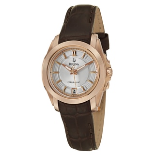 Bulova Precisionist Women's 'Longwood' Rose-goldtone Leather Watch