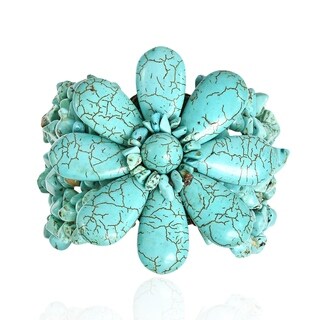 Cotton Rope Blue Turquoise Jingle Bell Flower Bracelet (Thailand)