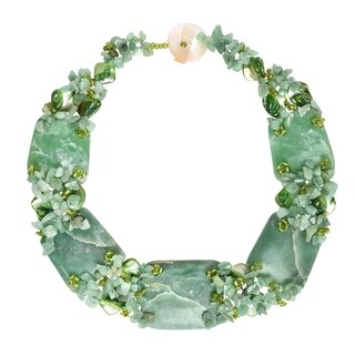 Chunky Jade and Mother of Pearl Link Necklace (Philippines)