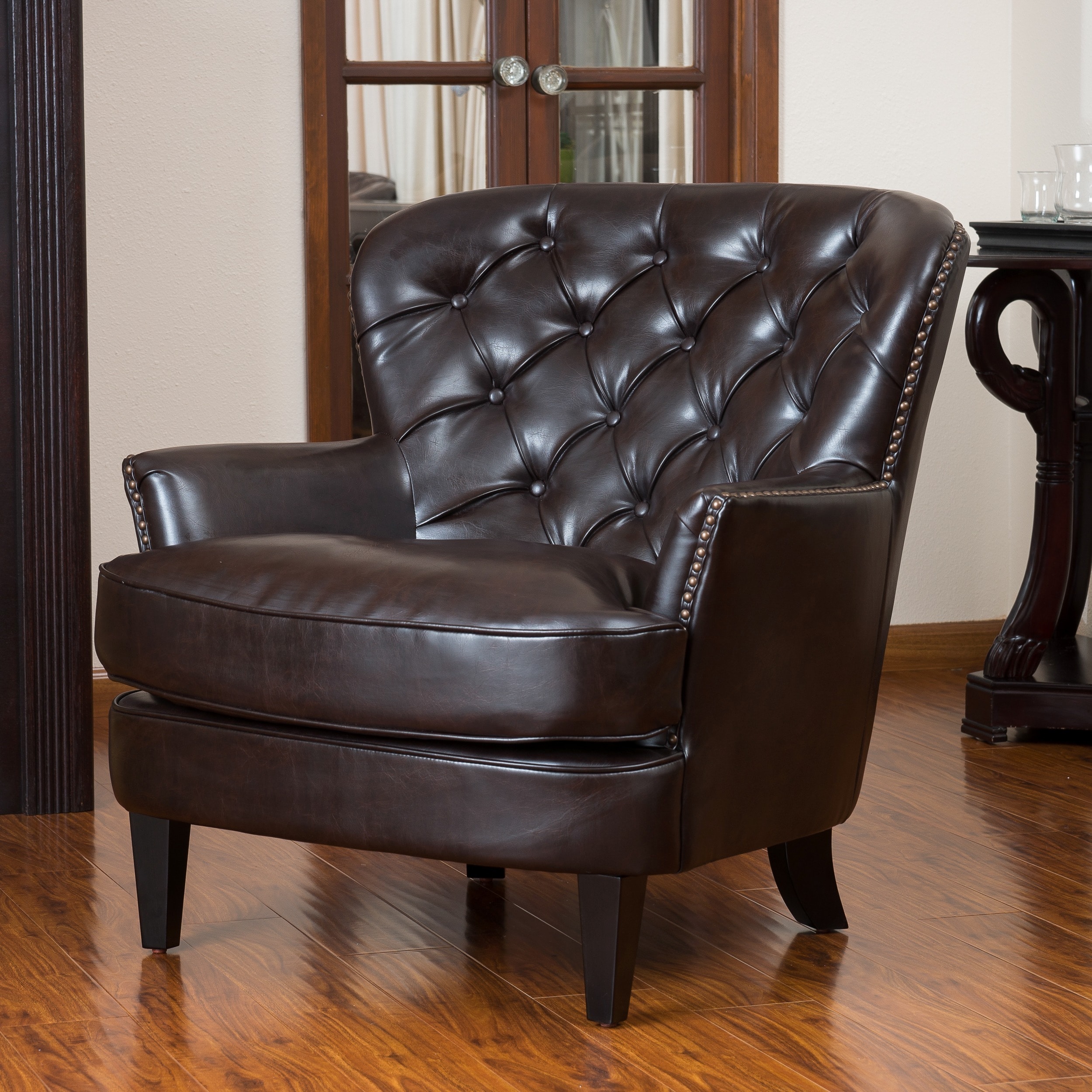 Christopher Knight Home Tafton Tufted Brown Leather Club