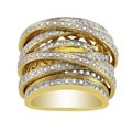 Beverly Hills Charm 10k Yellow Gold 1 1/2ct TDW Diamond Wide Crossover Ring