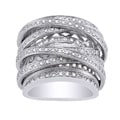 Beverly Hills Charm 10k White Gold 1 1/2ct TDW Diamond Wide Crossover Ring