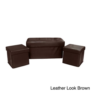 Vanderbilt Foldable 3-piece Storage Ottoman Set