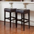 Christopher Knight Home Brown Leather Backless Bar Stools (Set of 2)