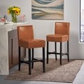Christopher Knight Home Hazlenut Leather Bar Stools (Set of 2)