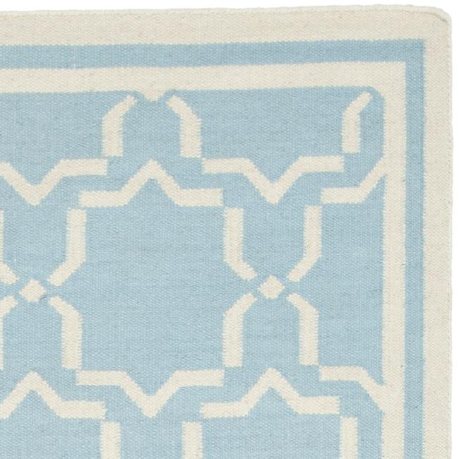Safavieh Handwoven Moroccan Reversible Dhurrie Light Blue/Ivory Wool