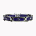 Stainless Steel Purple Marble and Cubic Zirconia Link Bracelet