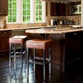 Christopher Knight Home Hazlenut Leather Backless Barstools (Set of 2)