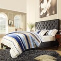 ETHAN HOME Sophie Dark Brown Vinyl Tufted Full-size Platform Bed