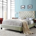 ETHAN HOME Sophie Taupe Velvet Tufted Full-size Platform Bed