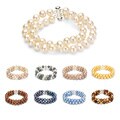 DaVonna Sterling Silver Culture Freshwater 2-row Bracelet (8-9 mm)