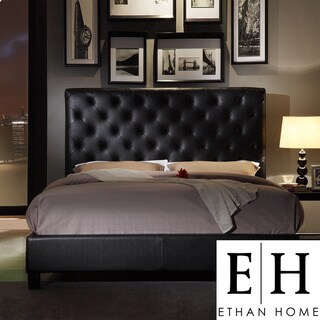 ETHAN HOME Sophie Dark Brown Vinyl Tufted King-size Bed