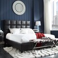 ETHAN HOME Sarajevo Dark Brown Vinyl Queen-size Platform Bed