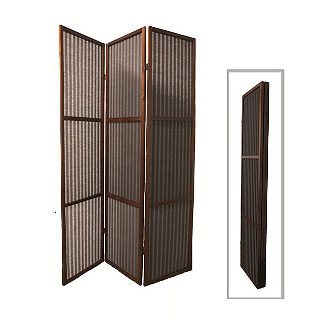 Walnut Finish 3panel Rattan Room Divider Overstock Shopping Great