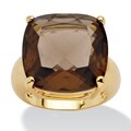 Angelina D'Andrea 14k Goldplated Faceted Smokey Quartz Ring