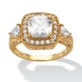 Ultimate CZ 18k Gold over Silver Cubic Zirconia Ring