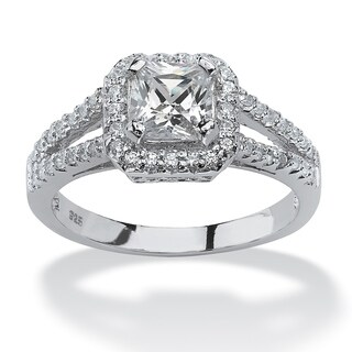 Ultimate CZ Platinum over Sterling Silver Clear Cubic Zirconia Ring