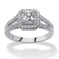 Ultimate CZ Platinum over Sterling Silver Clear Cubic Zirconia Ring