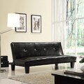 ETHAN HOME Bento Brown Faux Leather Modern Mini Futon Sofa Bed