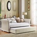 ETHAN HOME Deco White Faux Leather Modern Daybed with Trundle