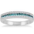 10k Gold 2/5ct TDW Blue or Champagne and White Diamond Band