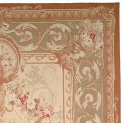 Hand-knotted French Aubusson Weave Ivory Taupe Wool Rug (6' x 9')