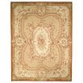 Hand-knotted French Aubusson Beige/ Ivory Wool Rug (6' x 9')