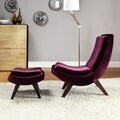 ETHAN HOME Albury Plum Velvet Lounging Chair with Ottoman