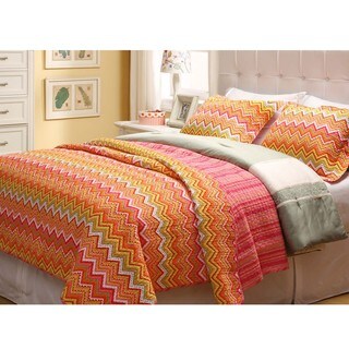 Orange ZigZag Twin-size 2-piece Quilt Set