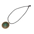 Goldtone Inlaid Natural Stone Cotton Cord Necklace (India)