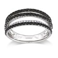 Miadora Sterling Silver 1ct TDW Black and White Diamond Ring