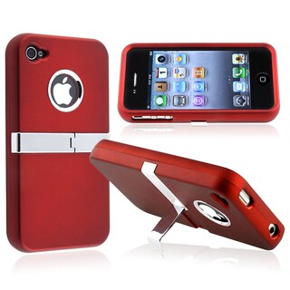 Red with Chrome Stand Stand Snap-on Case for Apple iPhone 4/ 4S