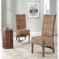 Safavieh St Thomas Isla Indoor Wicker Brown High Back Side Chairs (Set of 2)