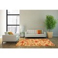 Indo Hand-tufted Floral Beige/ Red Wool Rug (4' x 6')