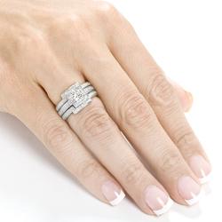 14k White Gold 1 1/2ct TDW Diamond Princess Halo Bridal Ring Set (H-I, I1-I2)