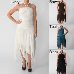 S Max by Adi Women's Shirred Bodice Handkercheif Hem Dress