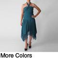 S Max by Adi Women's Shirred Bodice Handkercheif Hem Dress