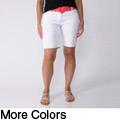 In Moda Women's Stretch Poplin Belted Shorts