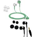 Fuji Labs Acoustic Silicone Green and Black Earbuds Headphones Bundle