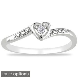 Haylee Jewels Sterling Silver or Rose Plated Diamond Accent Heart Ring