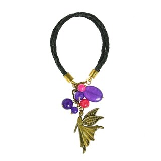Sweet Fairy Colored Gemstone Genuine Leather Bracelet (Thailand)