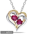 Miadora Sterling Silver Created Gemstone and Diamond Accent Necklace