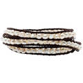 Gemstone or Pearl Tribal Wrap Leather Bracelet (4 mm) (Thailand)