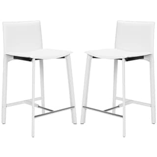 Madison Ave 24-inch White Leather Counter Stools (Set of 2)