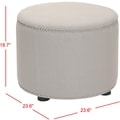 Florentine Beige Linen Round Ottoman