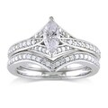 Miadora 14k White Gold 3/4ct TDW Diamond Bridal Ring Set