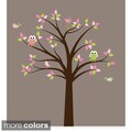 Nursery Wall Art Girl's Owl and Birds Tree Wall Decal Set