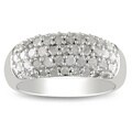 Miadora Sterling Silver or Black Rhodium 1ct TDW White Diamond Ring