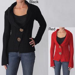 Ci Sono by Adi Junior's Shawl Collar Two-button Ribbed Cardigan
