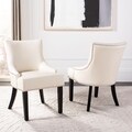 Safavieh Loire Cream Leather Nailhead Dining Chairs (Set of 2)